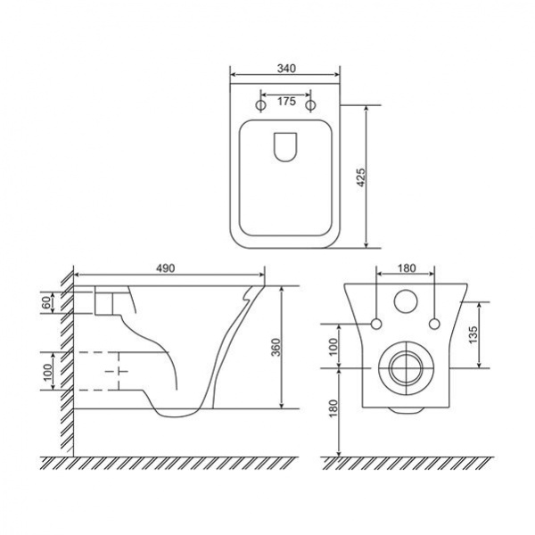 Унитаз навесной Mirsant QUADRO    Унитаз навесной Mirsant QUADRO