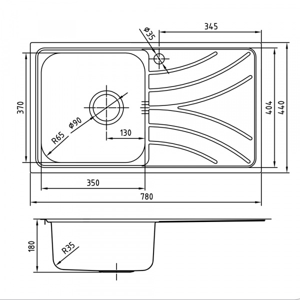 Мойка кухонная из нержавеющей стали IDDIS ARRO ARR78SLi77 78*44 см.  Мойка кухонная из нержавеющей стали IDDIS ARRO ARR78SLi77 78*44 см.