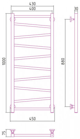 Полотенцесушитель водяной Сунержа СИРОККО 00-0253-1040 1000х400 