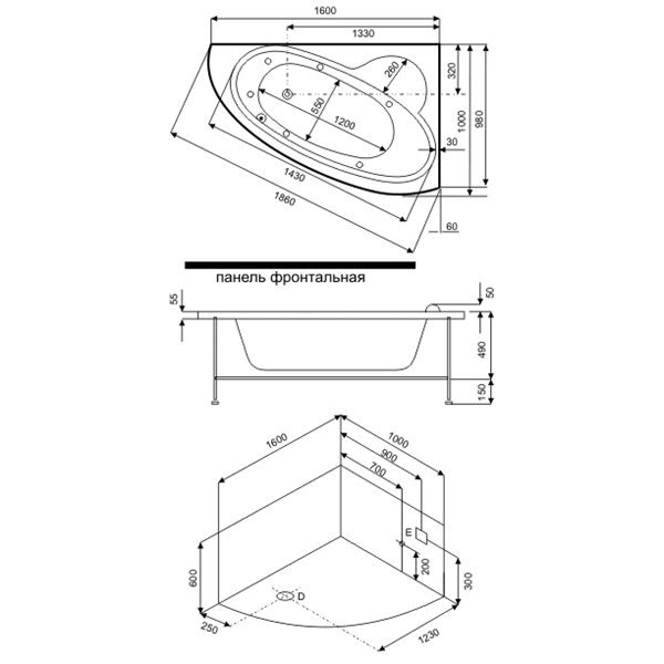 Ванна акриловая BAS САГРА В 00031 160x100 см. левая  Ванна акриловая BAS САГРА В 00031 160x100 см. левая