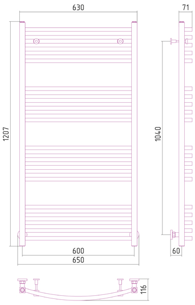 Полотенцесушитель водяной Сунержа АРКУС 00-0251-1260 1200х600 