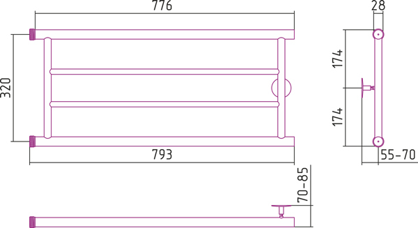 Полотенцесушитель водяной Стилье МИНОР 00600-3280 320х800 