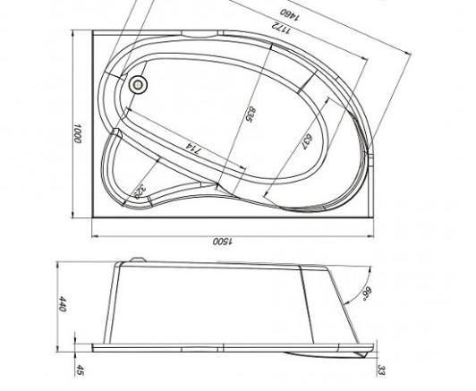Ванна акриловая Mirsant ЯЛТА  150x100 см. левая  Ванна акриловая Mirsant ЯЛТА  150x100 см. левая