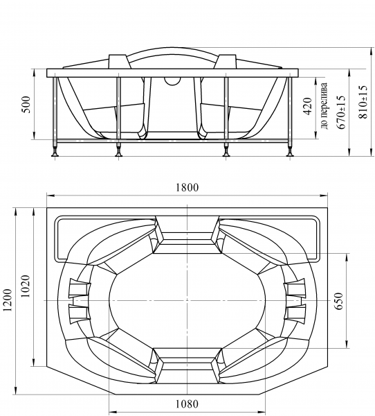 Ванна акриловая Radomir КОНКОРД  180x120 см. 