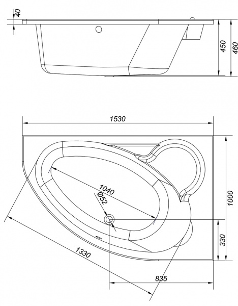 Ванна акриловая Cersanit KALIOPE 63442 153x100 см. правая  Ванна акриловая Cersanit KALIOPE 63442 153x100 см. правая