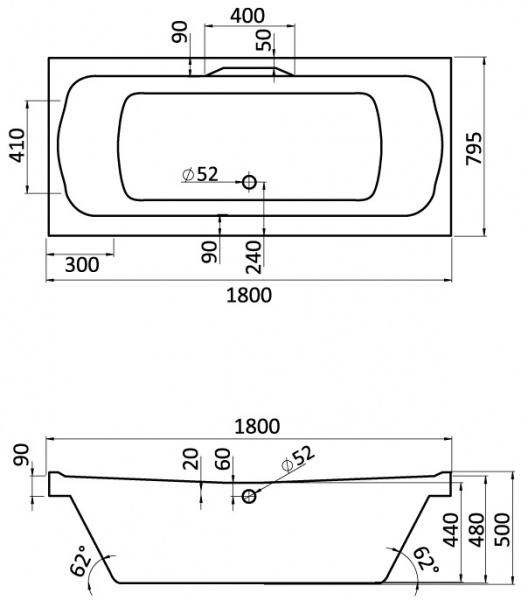 Ванна акриловая Santek КОРСИКА 1.WH11.1.981 180x80 см.  Ванна акриловая Santek КОРСИКА 1.WH11.1.981 180x80 см.