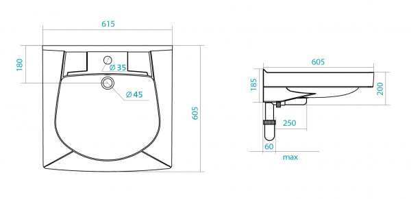 Раковина Santek ПИЛОТ 1.WH30.1.971   Раковина Santek ПИЛОТ 1.WH30.1.971