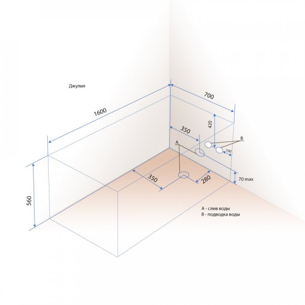 Ванна акриловая Triton ДЖУЛИЯ  160x70 см. 