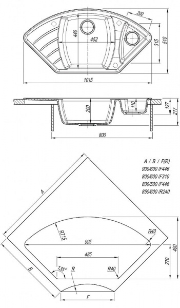 Мойка кухонная из литьевого мрамора Dr. Gans ГАБИ 25.050.E1015.403 101,5*51 см. латте