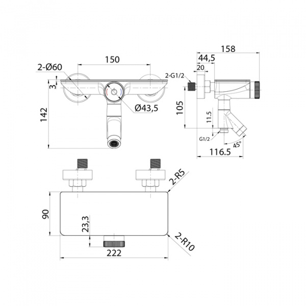 Смеситель IDDIS SHELFY SHESBBTi02WA для ванны и душа  Смеситель IDDIS SHELFY SHESBBTi02WA для ванны и душа
