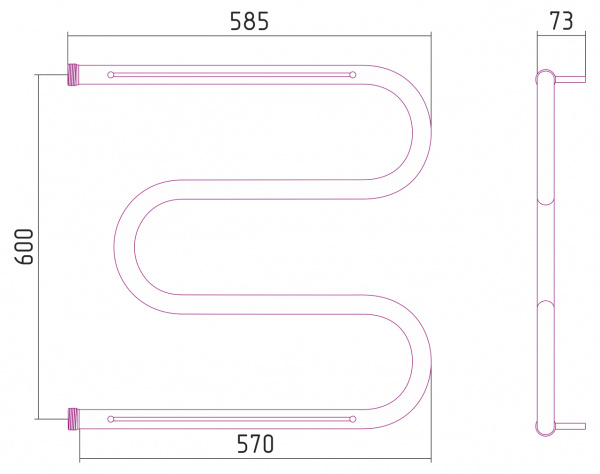 Полотенцесушитель водяной Стилье М-образный 00014-6060 600х600 