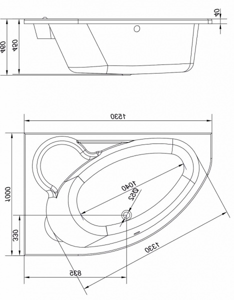 Ванна акриловая Cersanit KALIOPE 63441 153x100 см. левая  Ванна акриловая Cersanit KALIOPE 63441 153x100 см. левая