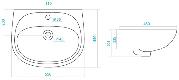 Раковина Santek АНИМО 1.WH11.0.502   Раковина Santek АНИМО 1.WH11.0.502