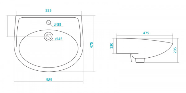 Раковина Santek БОРЕАЛЬ 1.WH11.0.484   Раковина Santek БОРЕАЛЬ 1.WH11.0.484