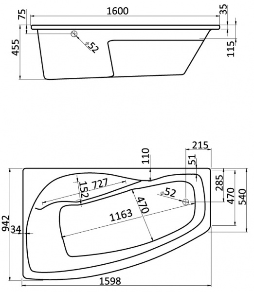 Ванна акриловая Santek МАЙОРКА XL 1.WH11.1.991 160x95 см. левая  Ванна акриловая Santek МАЙОРКА XL 1.WH11.1.991 160x95 см. левая