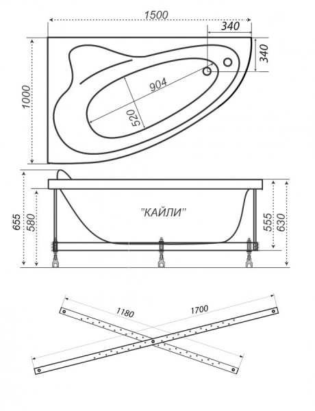 Ванна акриловая Triton КАЙЛИ  150x100 см. правая  Ванна акриловая Triton КАЙЛИ  150x100 см. правая